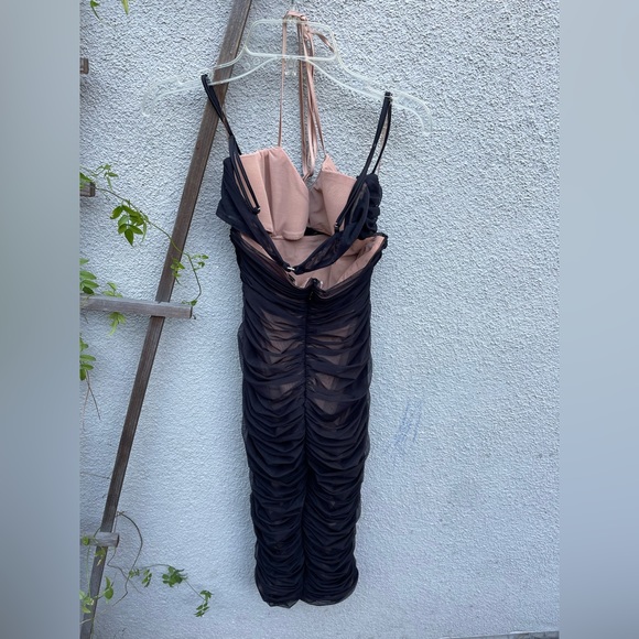 House of CB Dresses House Of Cb Tibi Black Mesh Beige Layered Cut